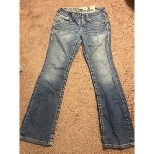 Ariat Real Denim Mid Rise Boot Cut Embellished Jeans Size 29 Distressed